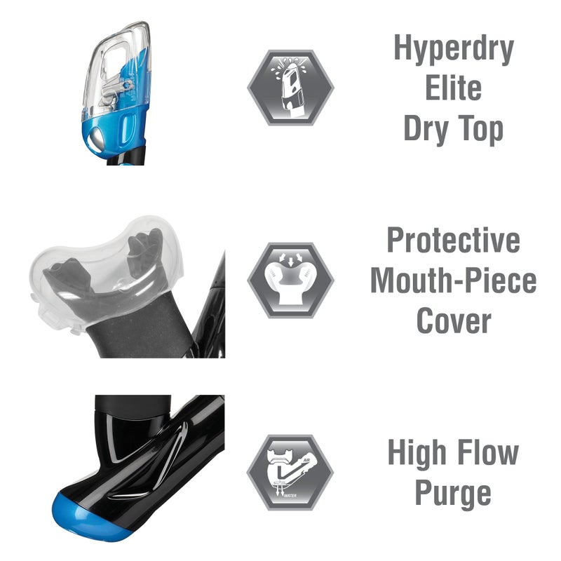TUSA Sport Adult Serene Mask and Snorkel Combo, Black/Fishtail Blue,UC-1625PQB-FB - Image 3
